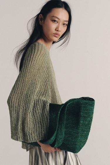 RAFFIA TOTE BAG - Green by Zara