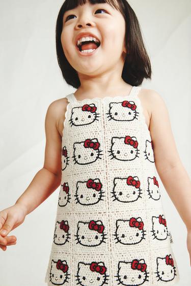 HELLO KITTY © SANRIO KNITTED DRESS - Ecru / Black by Zara