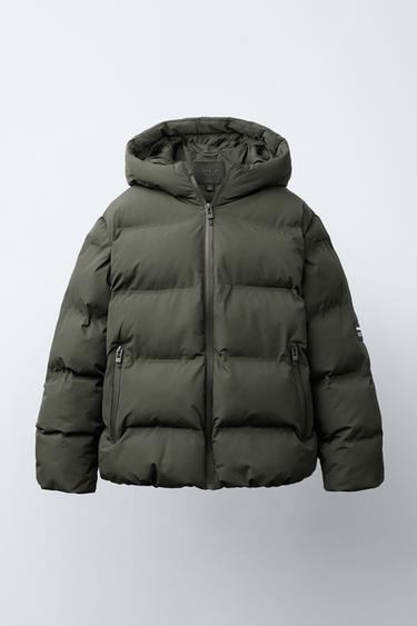 WATER-REPELLENT LABELLED PADDED COAT - Light khaki by Zara