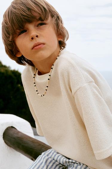 KNITTED T-SHIRT - Ecru by Zara