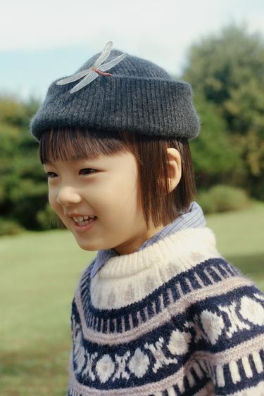 JACQUARD KNIT SWEATER - Ecru / Blue by Zara