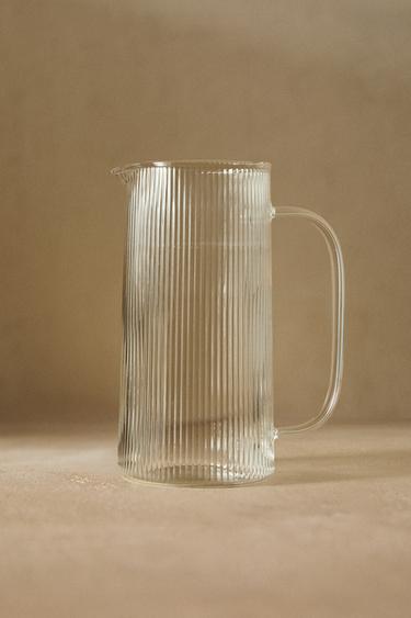 BOROSILICATE JUG WITH LINE DESIGN -  by Zara