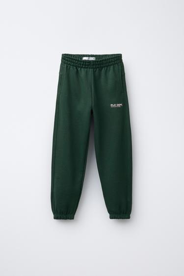 TEXT JOGGERS - Bottle green by Zara