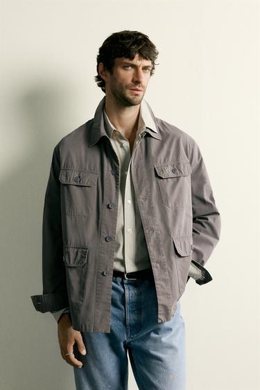LIGHTWEIGHT POCKET OVERSHIRT - Grey marl by Zara