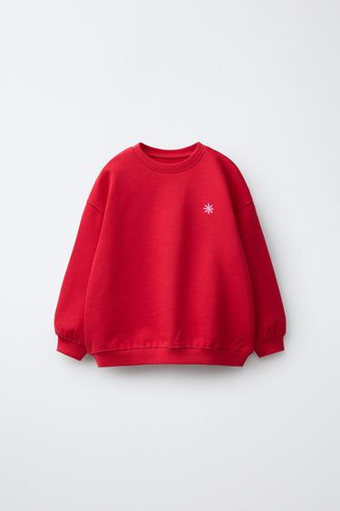 DAISY EMBROIDERED FLEECE SWEATSHIRT - Red by Zara