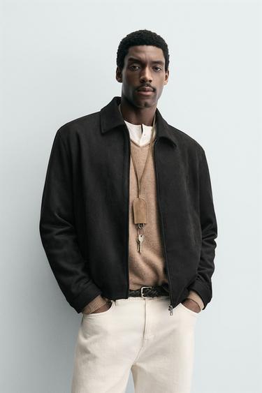 FAUX SUEDE JACKET - Black by Zara