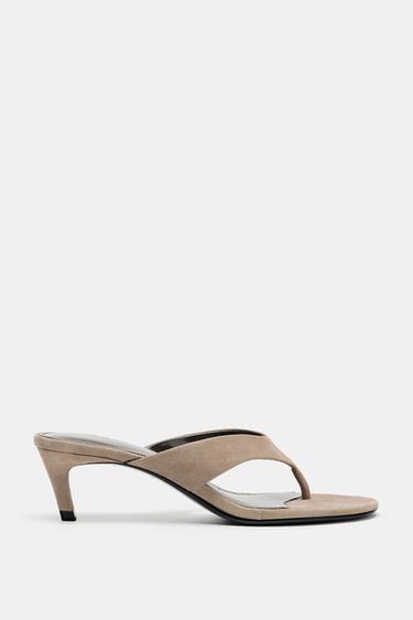 SUEDE HIGH-HEEL SANDALS - Beige by Zara