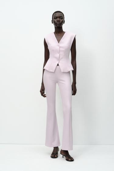 INTERLOCK FLARE TROUSERS - Pink by Zara