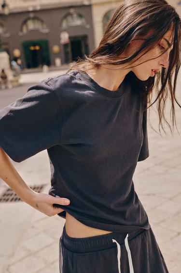 FITTED COTTON T-SHIRT - Blue by Zara