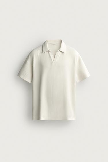 VERTICAL TEXTURE POLO SHIRT - Oyster-white by Zara