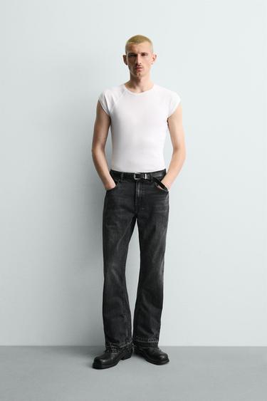 RIPPED FLARE FIT JEANS - Charcoal by Zara