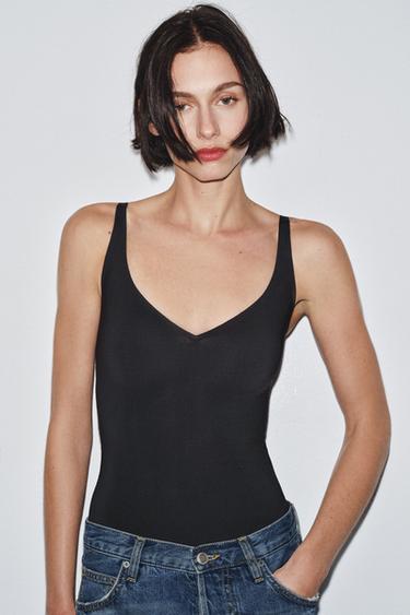 STRAPPY POLYAMIDE BODYSUIT - Black by Zara