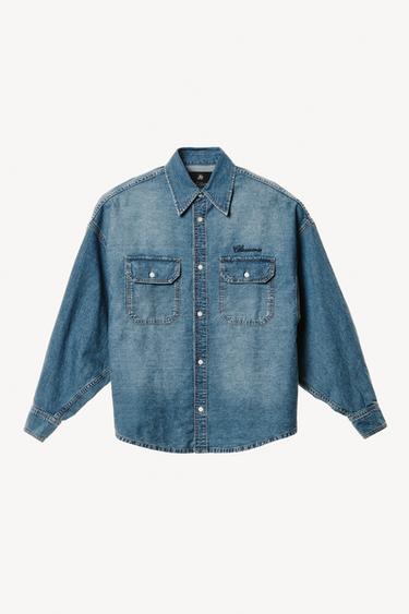 EMBROIDERED BOXY FIT DENIM SHIRT WILLY CHAVARRIA X ZARA - Mid-blue by Zara