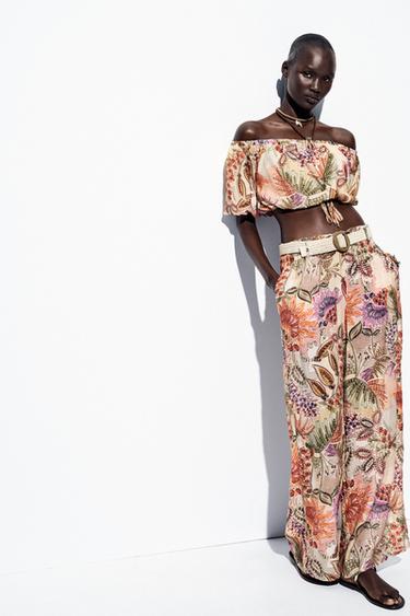 PRINTED TROUSERS WITH BELT - Multicoloured by Zara - Image 0