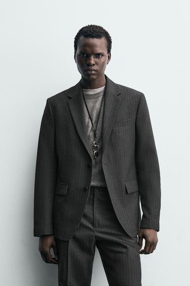 PINSTRIPE SUIT BLAZER - Anthracite Grey by Zara