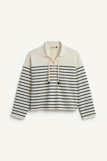 STRPPD TSHRT CRDS - White / Navy by Zara
