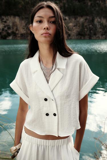 CROSSOVER SHORT SHIRT - White by Zara