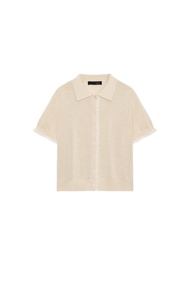 SHORT SLEEVE LACE KNIT CARDIGAN - Sand by Zara