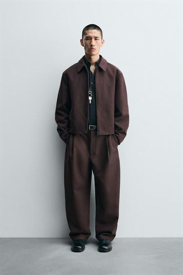 RELAXED FIT WOOL BLEND SET - White / Green by Zara