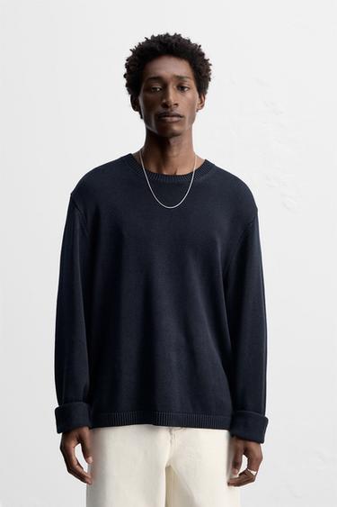 SILK/LINEN SWEATER - Dark navy by Zara