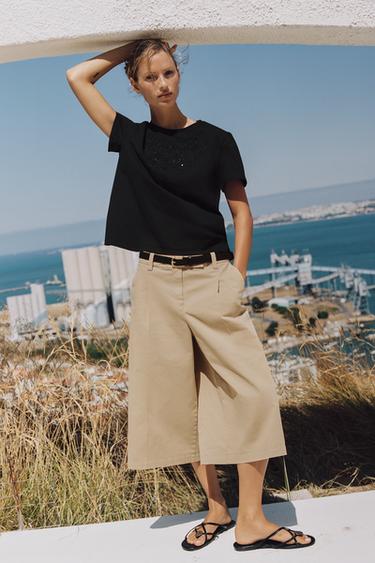 LONG BELTED BERMUDA SHORTS - camel by Zara