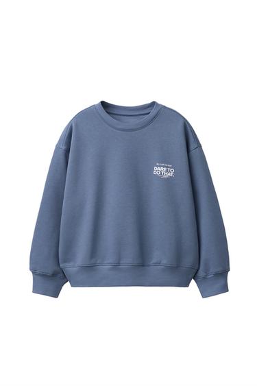 SLOGAN SWEATSHIRT - Blue / Grey by Zara