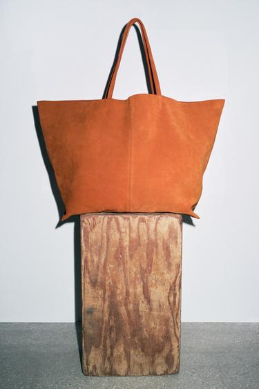 SUEDE MAXI TOTE BAG - Orange by Zara