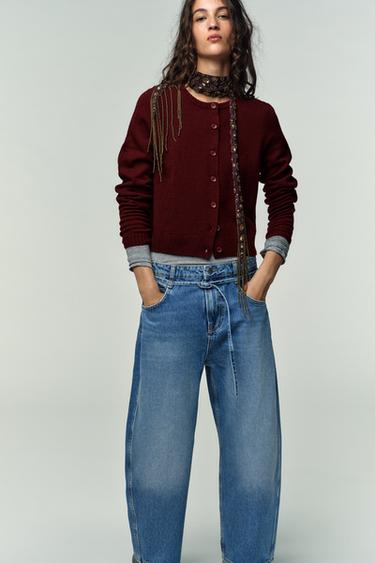 Z1975 BARREL MID-WAIST JEANS - Mid-blue by Zara
