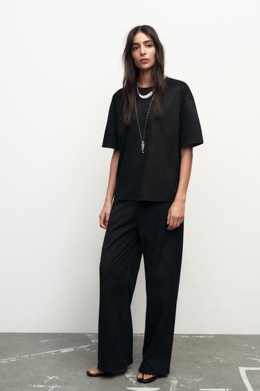 FAUX SUEDE TROUSERS - Black by Zara