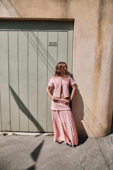 COMBINED KNIT SKIRT - Pink by Zara