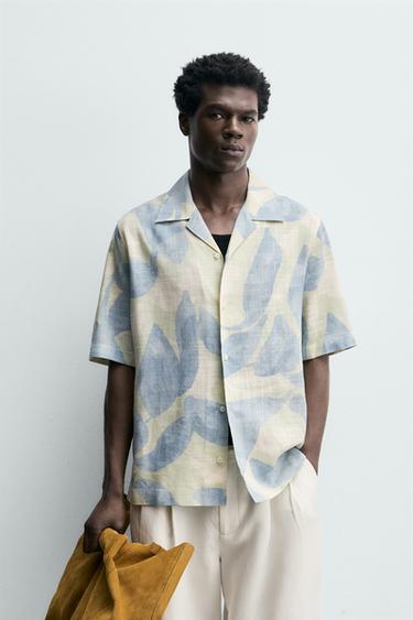 ABSTRACT PRINT FLOWING SHIRT - Blues by Zara