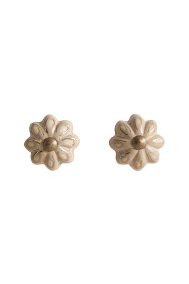 PACK OF CERAMIC FLOWER DOOR KNOBS (PACK OF 2) - Light ecru by Zara