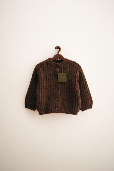 ZARA TIMELESS - CHUNKY KNIT CARDIGAN WITH WOOL - Chocolate by Zara