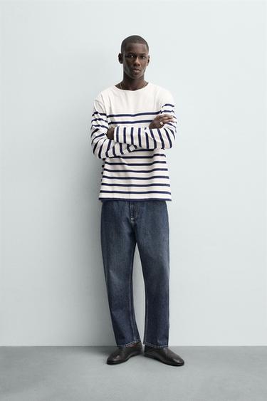JACQUARD STRIPED RELAXED FIT T-SHIRT - striped by Zara