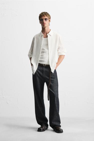 STRIPED JACQUARD SHIRT - White by Zara