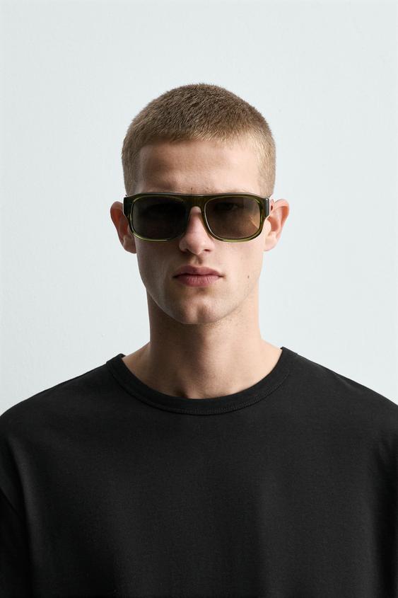 RECTANGULAR SUNGLASSES - Olive green by Zara - Image 0
