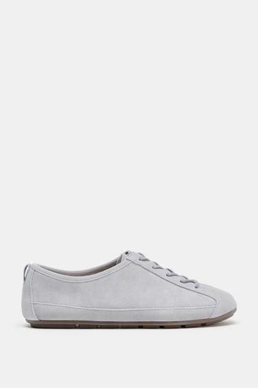 LEATHER DERBY SHOES - Light Blue by Zara