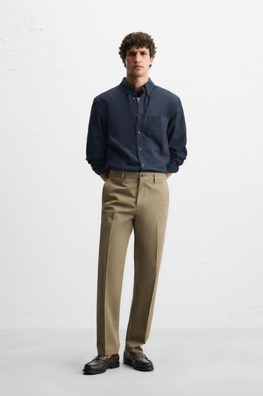 REGULAR FIT TROUSERS WITH TABS - Khaki by Zara - Image 0
