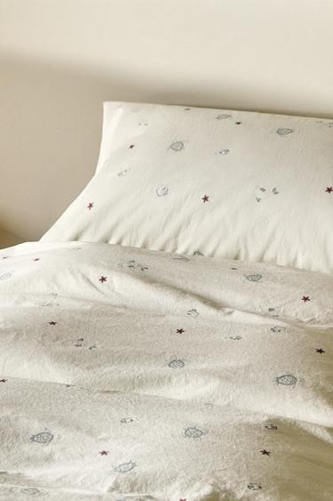 CHILDREN’S SEA PRINT DUVET COVER - Light lime green by Zara