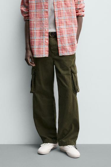 RELAXED FIT CARGO TROUSERS - Khaki by Zara