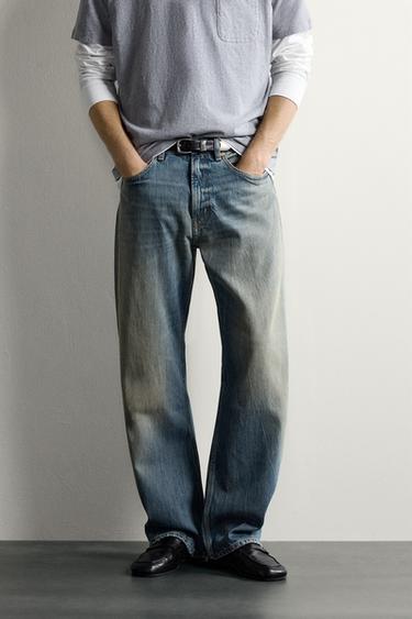 LOOSE FIT JEANS - Blue / Green by Zara