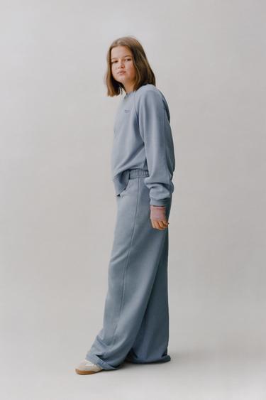 FADED-EFFECT SLOGAN SWEATSHIRT - Light blue by Zara