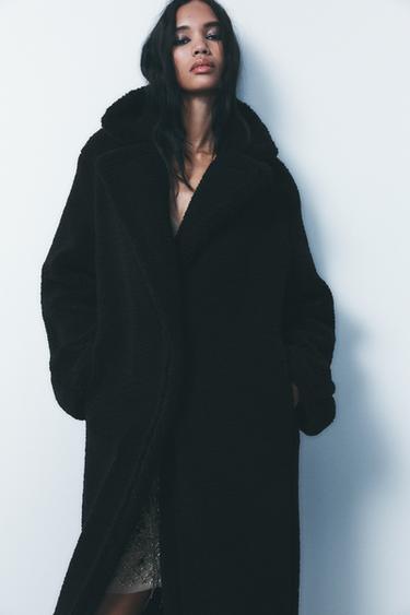 LONG FAUX SHEARLING COAT - Black by Zara