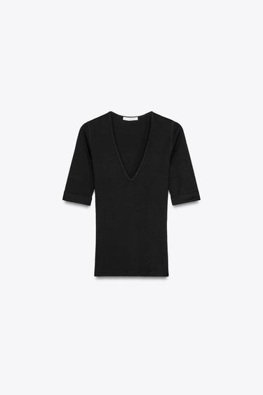 WASHED COTTON T-SHIRT - Black by Zara