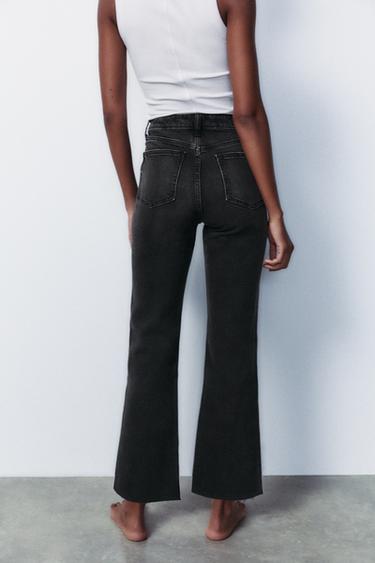 TRF CROPPED FLARE HIGH-WAIST JEANS - Faded black by Zara