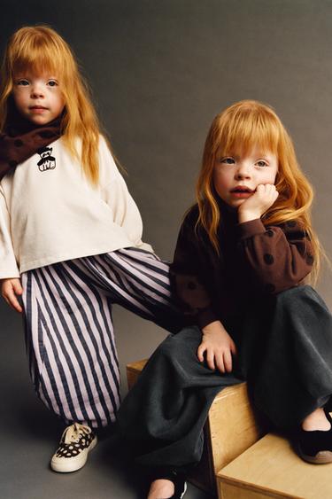 STRIPED SAROUEL TROUSERS - Grey by Zara