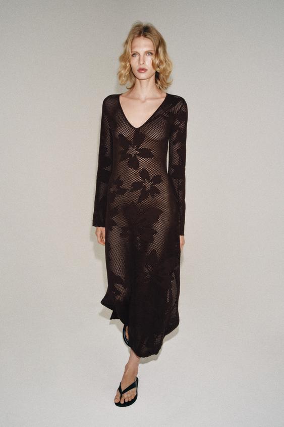 LONG KNIT DRESS - Brown by Zara - Image 0