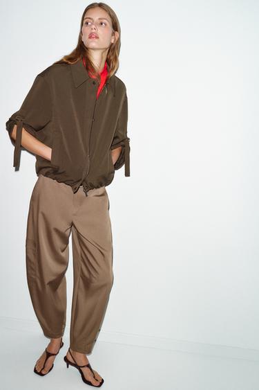 BOMBER JACKET WITH ROLLED-UP SLEEVES - Tobacco by Zara - Image 0
