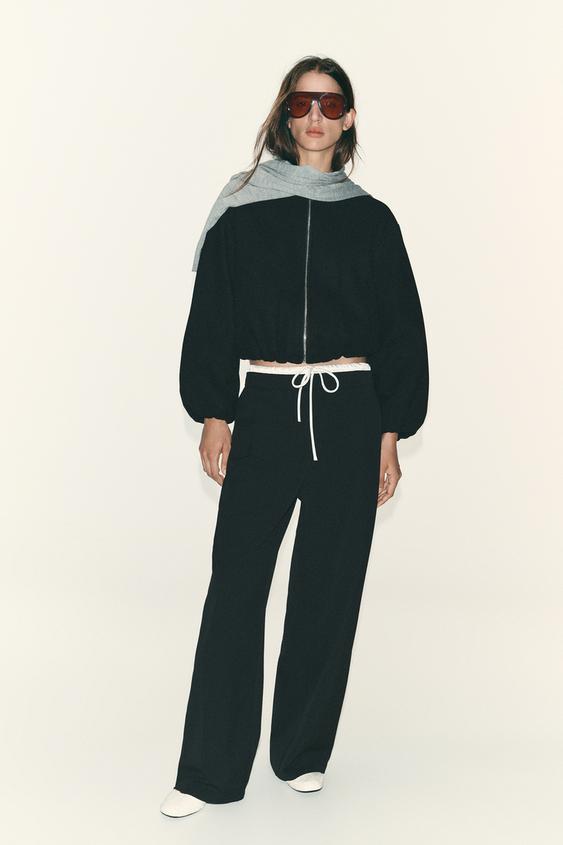 WIDE-LEG TROUSERS WITH DOUBLE WAISTBAND - Black by Zara - Image 0