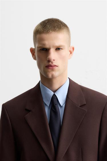 TEXTURED 100% WOOL TIE - Navy blue by Zara - Image 0